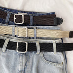 Women Belt Woven Canvas Elastic